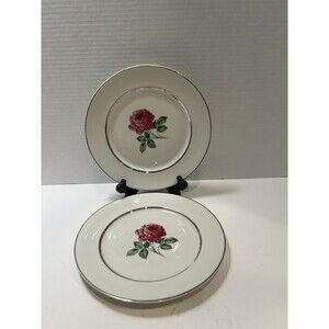 Embassy USA Vitrified China Salad Plates 8" Rose Vintage SET OF 2